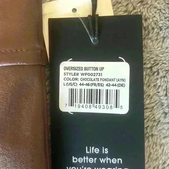 Wildfox Oversize Faux Leather Shirt Jacket in Chocolate Fondant Size Large NWT - Picture 6 of 8